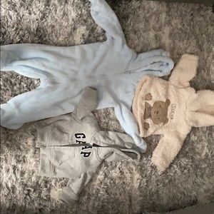 blue zip up , gap and bear baby boy sweaters